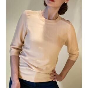 Chloe' Blush Pink Silk & Knit Sweater Classic & Cool French Girl Style Size S